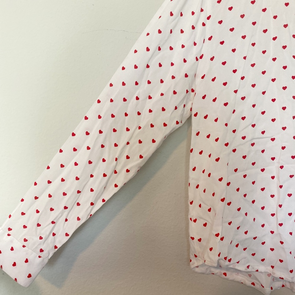 Japna Heart Print Button Front Collared Shirt Pre… - image 5